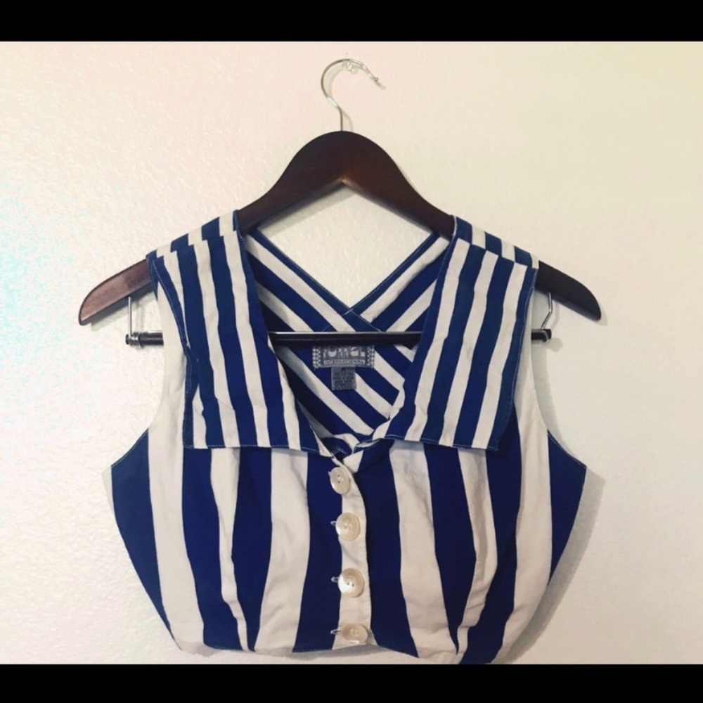 Vintage Striped Criss-Cross Crop Top